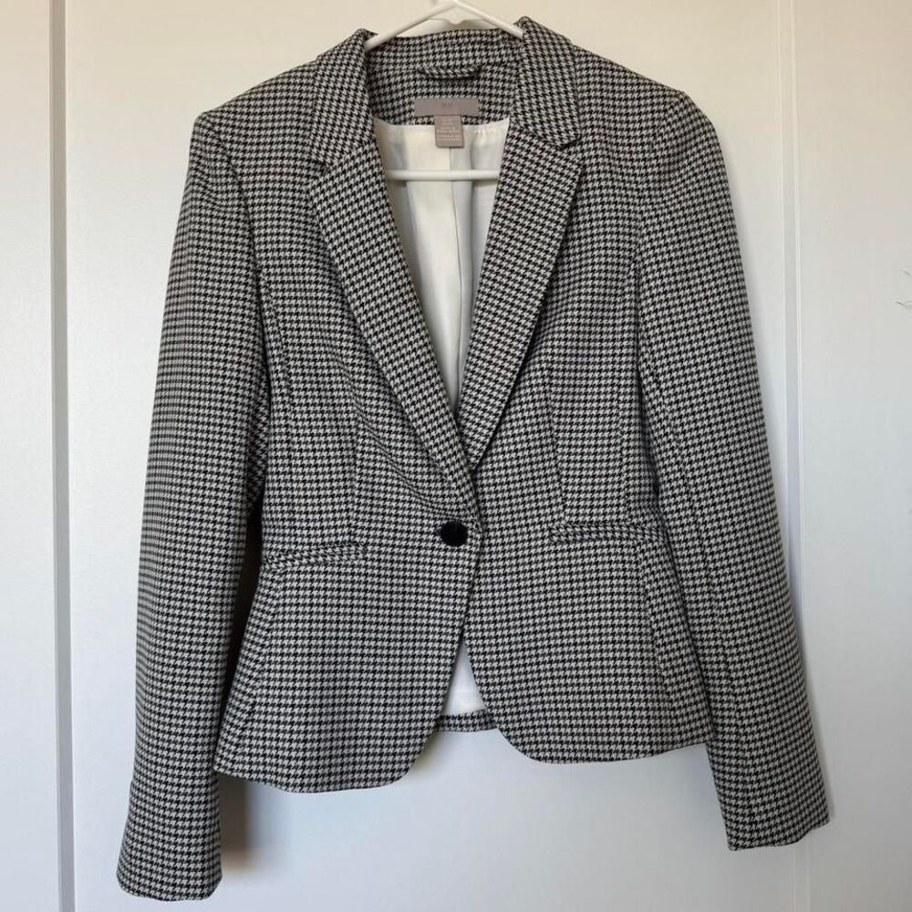 black and white‎ houndstooth blazer